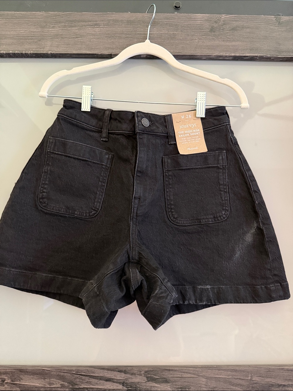 $78 msrp NWT madewell Curvy High-Rise sailor Shorts 26 flaw